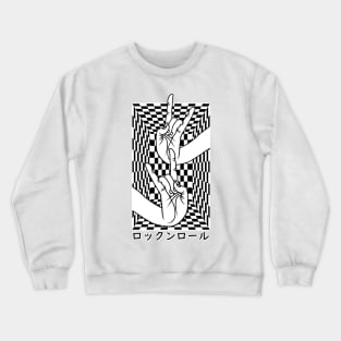 Japanese Hands With Rock N Roll Mudra On Chess Crewneck Sweatshirt